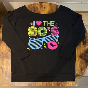 Smile Fish | Women's Off The Shoulder 80’s Sweatshirt. Size: L.